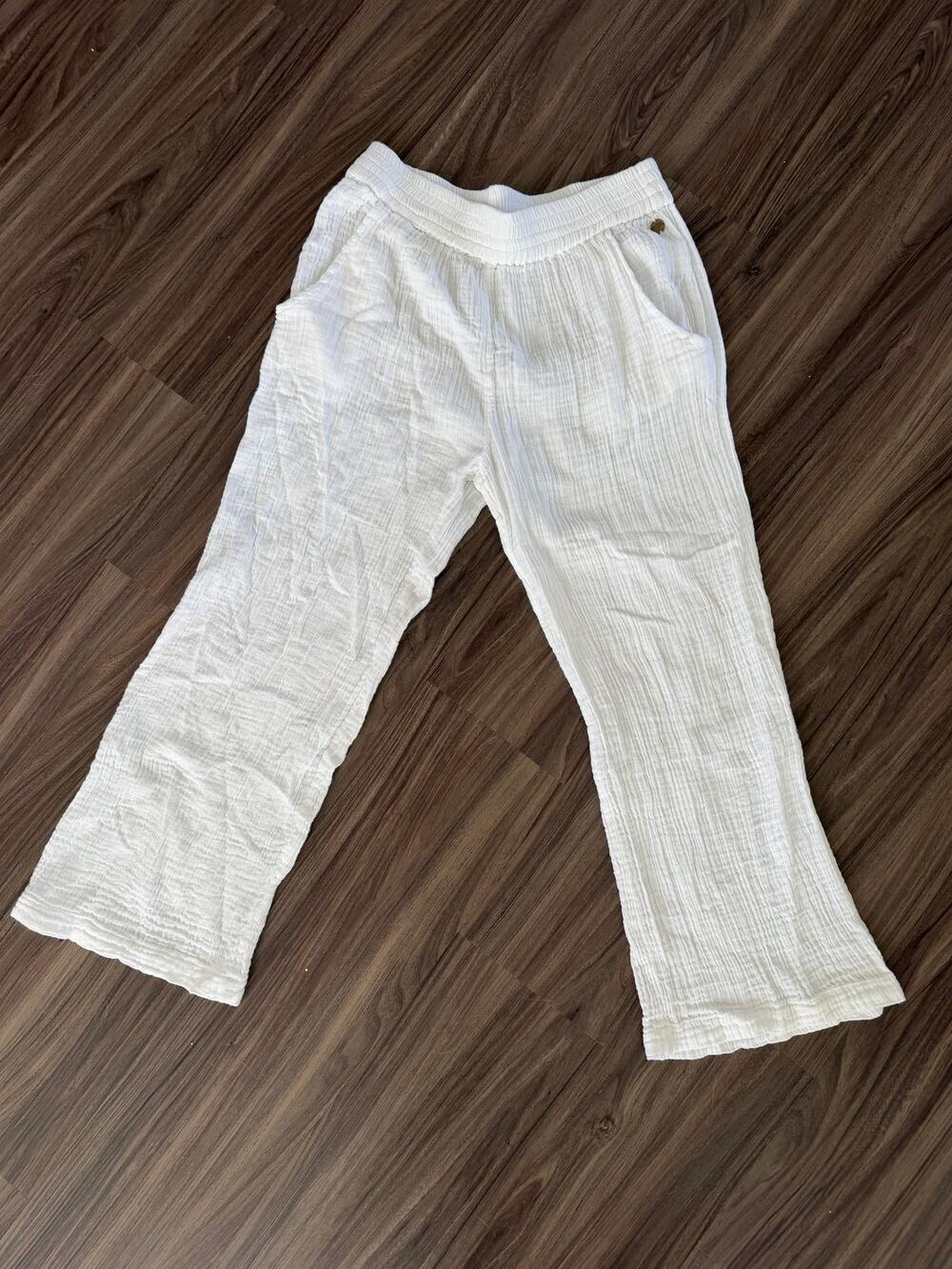 Rip Curl White Textured Gauze Wide Leg Beach Pants Size M